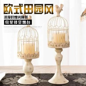 Kaarsenhouders American Vintage Candlestick Home Candlelight Dinner High-End Decoration Metal Bird Cage Form