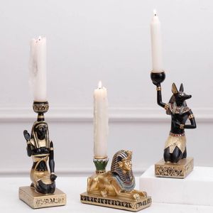 Candeleros egipcios antiguos, candelabro de mesa, escultura decorativa, portavelas, figurita de resina clásica para suministros de escritorio de fiesta