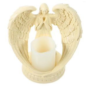 Bougeoirs ange chandelier ailes support l'anneau décorer résine modèle de prière artisanat bougies chauffe-plat