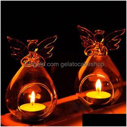 Kandelaars Engel Glazen Kandelaar Kristal Hangende Theelichthouder Home Decor Huis Drop Delivery Tuin Dhxdw