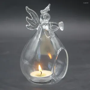 Kandelaars Angel Glass Kristal Hangende theelicht Transparante houder Wedding Bar Party Outdoor Candlestick Home Garden Decoratie