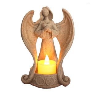 Bougeoirs Angel Prayer Holder Femed Status Wings Resin Ornements Religious Memorial Home Decorat