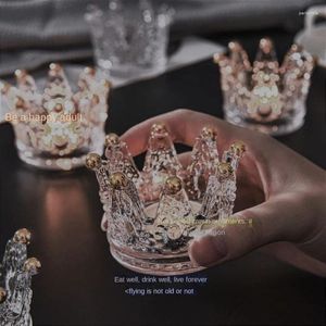 Kaarsenhouders antieke ins -Nordic Crystal Glass Crown Candlestick Table Decoraties Stage Props ornamenten Geschenken Home Decoratiehouder