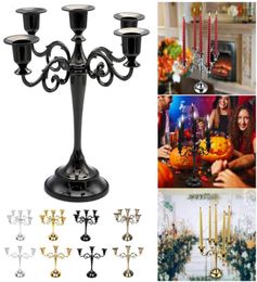 Kandelaars Antieke retrohouder Europeaan Vintage Metal Candlestick Silver Gold Golde Candelabra Table Centerpieces voor Taper6043337