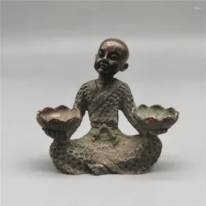 Bandlers antique en cuivre solide main tenant le support de Bouddha Lotus ornements décoration de maison artisanat