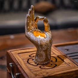 Bandlers Arrrival Holder Bouddha en forme de main en résine de chandelier décor décorant artware décoratif pour les magasins de maison bronze / doré