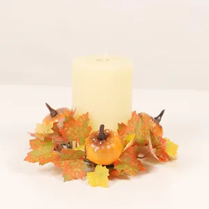 Kandelaars Kunstmatige Houder Ringen Met Pompoen Bes Zijde Stof Garland Voor Thanksgiving Halloween Decoratie