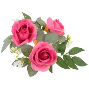 Bougeoirs Artificielle Rose Anneau Fleur Couronne Thé Lumière Table De Mariage Pièce Maîtresse