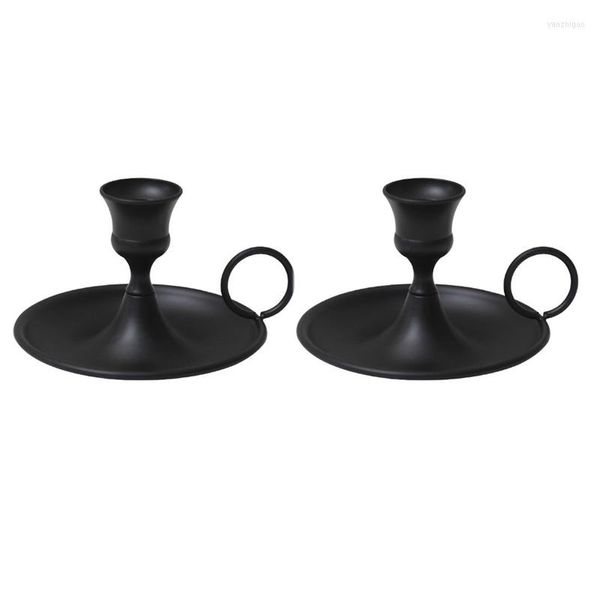 Bougeoirs Big Deal 2PCS Pilier Stand Noir Simple Candélabre Pour Salle À Manger Décoration De La Maison