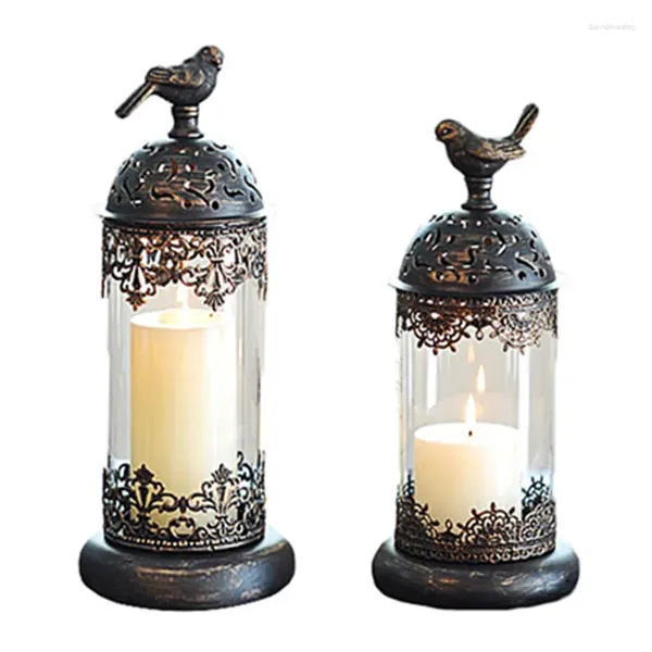 Partes de velas Caza de pájaros Candelador de velas Soporte de vidrio Linterna Europa Morococan Hollow Stick Decoración de bodas X4943