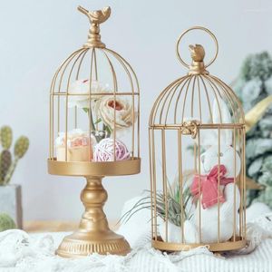 Candlers Birdcage Couronne Whited Fer Bandlestick Pendant Européen Style Gold Creative Artists Mariage Party Decoration Vase Ornements