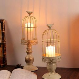 Kaarsenhouders vogelkooihouder Iron Art Vintage Candlestick Detachable Bird Cage Candle Holder voor slaapkamer restaurant Decor