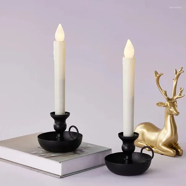 Bandlers Black Bandlestick Metal Nordic Stand Votive Stick Holder Table Home Decoration Crafts Candabra