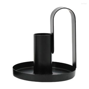 Bougeoirs Black Candlestick Whited Iron Holder Stand Retro Restro Conilen Filed pour le mariage Banniversaire Banquet Party