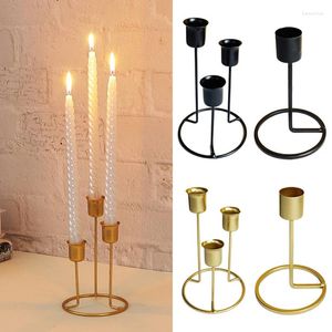 Kandelaars Zwart goud Iron Art Candlestick Minimalisme Minimalisme Metaal Taper Wedding Decoratie Home Dinner Party Eettafel Decor Decor