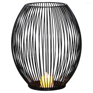 Bougeoirs Black Hollow Metal Candlestick Wire Lantern Cage Stand Decor Home Formes Eommetric Centro Garden Tool