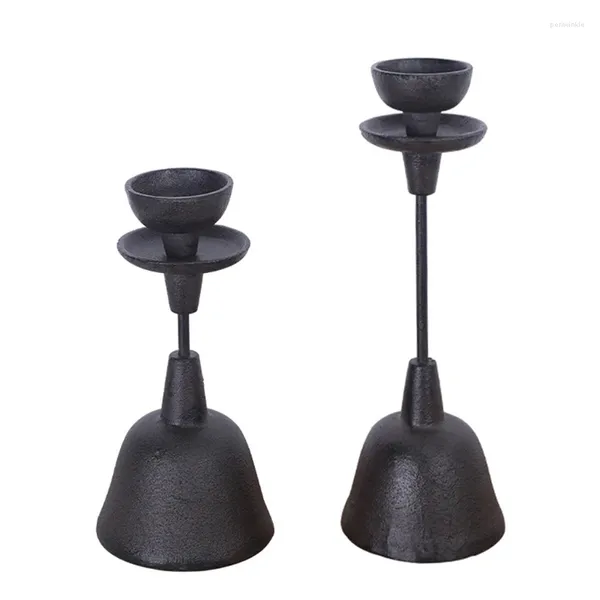 Candlers Black Metal Tall Candlestick Holder Bougies Idéal pour les accessoires de décoration de table intérieure de la salle à manger de mariage