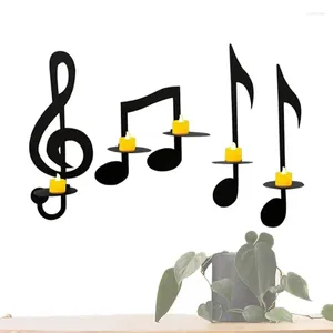 Bandlers Black Music Note Mur Murlé Holder Candlestick Creative Metal Musical for Store Light Display Stand Home Decor