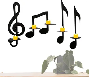 Bandlers Black Music Note Mur Gifce Candles de chandeliers Ornement Sculpture musicale Statue Piano Home Decor