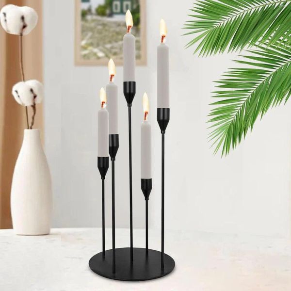 Bougeoirs porte-cône noir décoration de table traditionnelle 18x37.5cm/7x15 pouces pour décor de fête festive cadeau de pendaison de crémaillère Durable