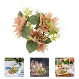 Bougeoirs Boho couronne de fleurs, anneaux de table, piliers floraux, centres de table, bougies
