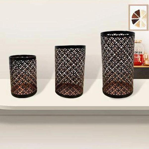 Candlers Brand Home Decoration Base Hollow Candlestick Porters 3 Taille 3PCS / Set Black Decor Fer