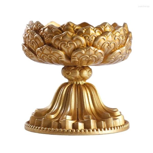 Bougeoirs en laiton lampe à beurre fleur antique bouddhiste tibétain chandelier base religieuse photophore support en métal fournitures d'autel