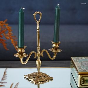 Kandelaars Brass Candlestick European Luxury Retro Home Dining Table ornamenten El Party Wedding Decoratie