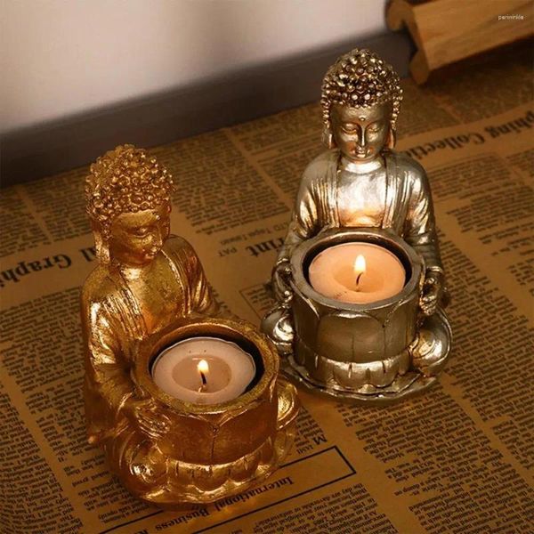 Titulares de velas Buda Buddha Face Cultura Zen Budismo Exquisito Estatua de energía Yin-Yang para la decoración del hogar