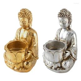 Bougeoirs Bouddha Statue Holder Portable Soalight Resin Candlestick Durable Zen Stand pour la décoration intérieure