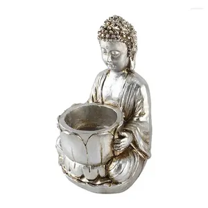 Bougeoirs Bouddha Doalight Holder Statue Resin Méditation Figurine Zen LED TEA LUMINE