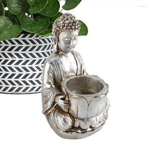 Candlers Bouddha Doalight Holder Statue Resin Figurine Zen Tea Light Meditation Priant Decor