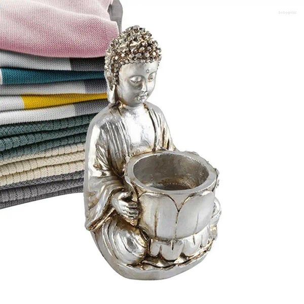 Candlers Buddha Tealight Holder Statue Resin Bandleurs Prière Prière Votive Bougies Durable Zen pour vivre