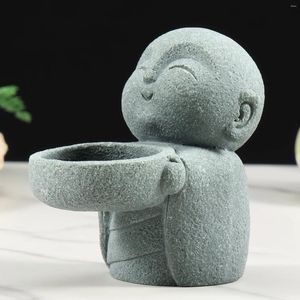 Kaarsenhouders Boeddha Tealight -houder Vintage zandstenen beelden Simplistic Tea Light Figurine Candlestick Cute