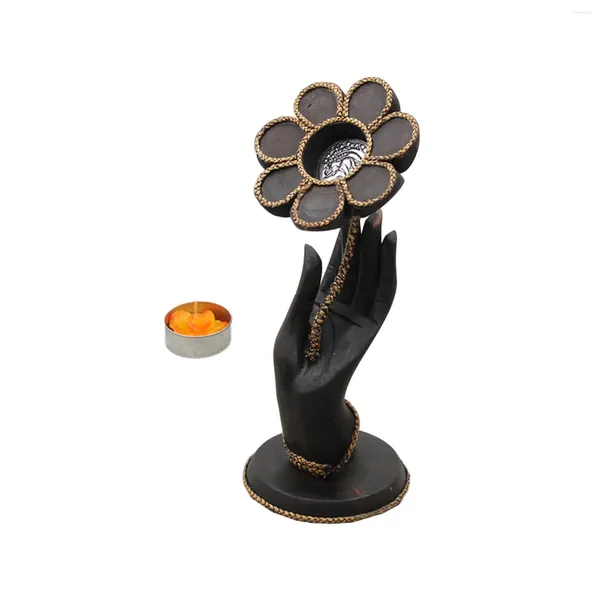 Candlers Buddha Yoga Holder Lotus Gesture Gesture Hand Candlestick Feng Shui Figurine Bougeleur pour le bureau de bureau Décoration de la maison