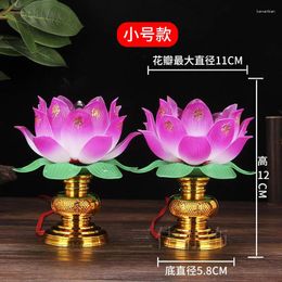 Lámpara de lata de loto budista Lámpara de luz de Lotus Lechera frente a los suministros de mesa de Buda para los personajes de inserción directa de Hall