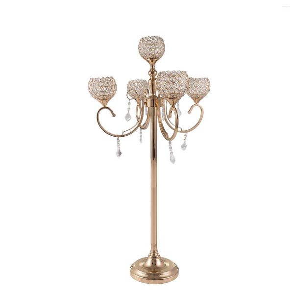 Bougeoirs Candélabres 5 Bras Cristal 47,25 Pouces De Hauteur Centres De Table En Or Pour La Décoration De Table De Mariage Événements De Noël