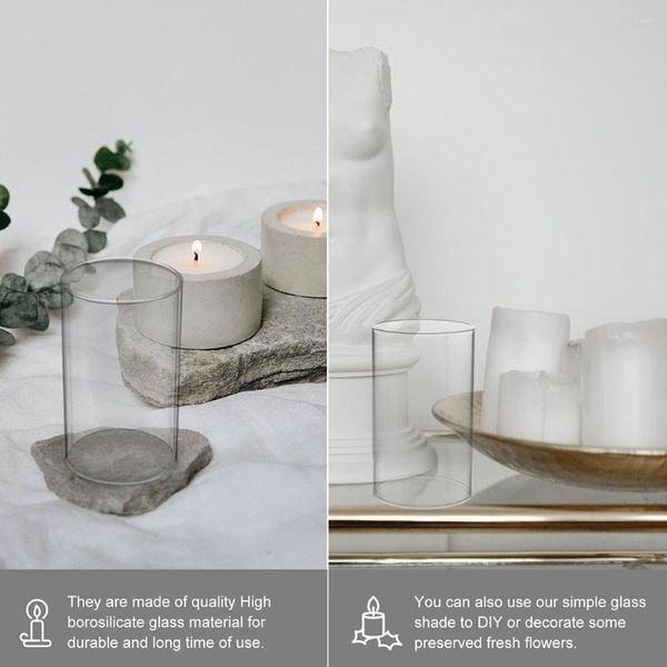 Bougeoirs candélabres couvercles en verre transparent support Transparent décoratif nuances ouvertes bocal coupe-vent de bureau