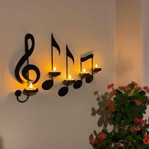 Bougendrs Candlersrs Black Music Note Murme Sronce Chandelle Ornements décoratifs Metal Accessoires de décoration de maison moderne 230817