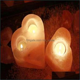 Bougeoirs Bougeoir Himalaya Sel Minéral Cristal Lampe Aromathérapie Chandelier Ornement Veilleuse Artisanat Drop Delivery Dhyru