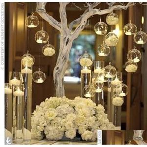 Bougeoirs Bougeoirs 12pcs marque suspendus photophore verre globes terrarium mariage chandelier vase maison el bar décor Dhdyg