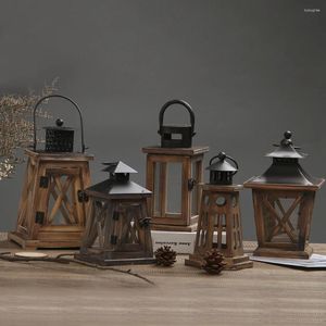 Kaarsenhouders kaarsenhouder met hangende ringtafel ornamenten accessoires lantaarn kleine outdoor houten kandelaar yard achtertuin