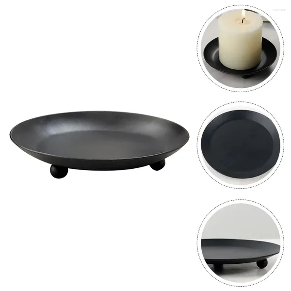 Bougeoirs Chandelier Plat Plateau De Table Noir Porte-Cône Simple Base Parfumée Support En Fer Plaque Décorative Chic Conique