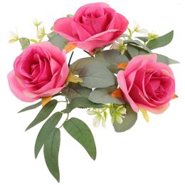Bougeoirs chandelier guirlande fleurs artificielles Rose anneau couronnes centres de table bureau mariage piliers en plastique anneaux