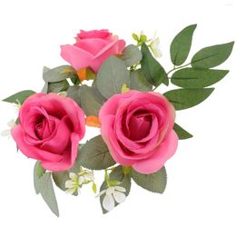 Bougeoirs chandelier guirlande anneaux couronnes table de mariage pièce maîtresse décor rose pour piliers tissu fleur artificielle