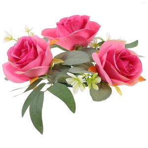 Bougeoirs Chandelier Guirlande Couronnes Centres De Fleurs Anneaux Artificiels Anneaux De Mariage Rose Pour Piliers De Noël