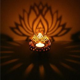 Candle Houders Candlestick Retro Holved Gesneden Theelichthouder Boeddha Ghee Lamp Licht Desktop Decoratie Ornamenten Boeddhist