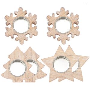 Kandelaars Candlestick Kerstmis Wooden Tealight Creative Party Star Kerstdecoratie Geschenk Home Decorations Dining Table