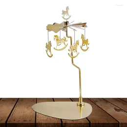 Bougeoirs Carousel Turning Bandleder Rotary Chandelier Set Toalight Wind Metal Rotating Metal