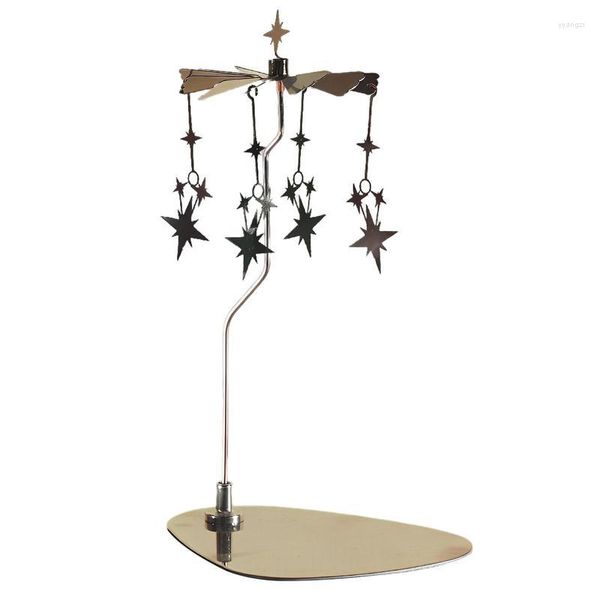 Portavelas Carrusel Giratorio Portavelas Giratorio Juego de candelabros Metal Tealight Spinner Plato de joyería